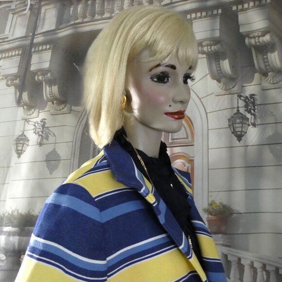 Talbots Blazer Size 14 Blues and Yellow Horiz Stripes Cotton Blend Totally Lined - Picture 10 of 15